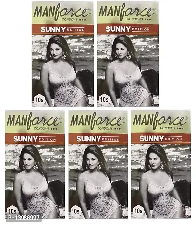 Manforce Premium Condom Sunny Edition Ribbed Dotted Pack of 5 (5 x 10 pcs.)