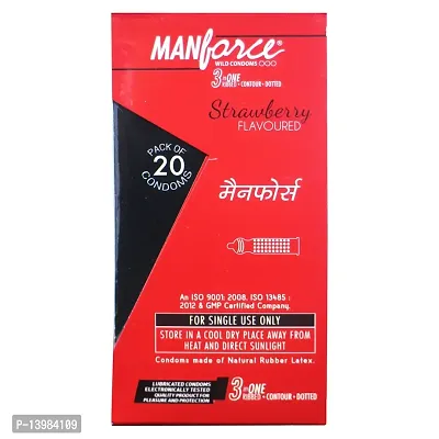 Manforce 3 In One Strawberry Flavoured Condoms (Pack Of 20)-thumb3