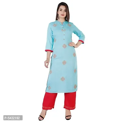 Women's Rayon Embroidery Kurta with Palazzo set-thumb0