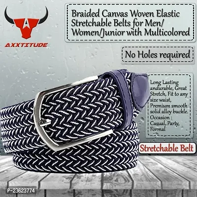 AXXTITUDE Men's Casual/Formal Canvas Braided Elastic/Stretchable Expandable Women Belt-thumb5
