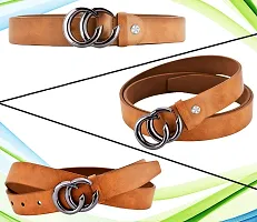 AXXTITUDE Women/Ladies artificial Leather Tan Belt for jeans/Dress for casual, Party, formal wear-thumb3