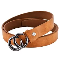 AXXTITUDE Women/Ladies artificial Leather Tan Belt for jeans/Dress for casual, Party, formal wear-thumb1