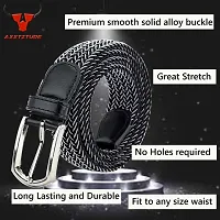 AXXTITUDE Men's Casual/Formal Canvas Braided Elastic/Stretchable Expandable Women Belt-thumb1