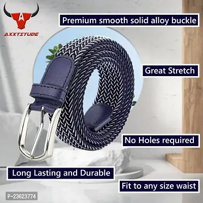 AXXTITUDE Men's Casual/Formal Canvas Braided Elastic/Stretchable Expandable Women Belt-thumb3