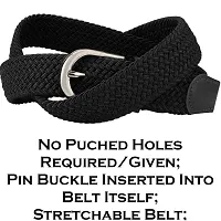 NITROGEN Boys and Girls Free Size Polyester Blend Stretchable Belt (Black)-thumb2