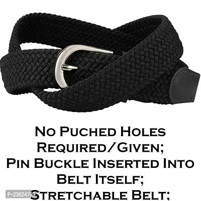 NITROGEN Boys and Girls Free Size Polyester Blend Stretchable Belt (Black)-thumb3