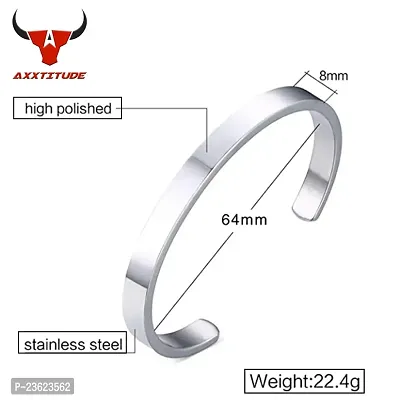 AXXTITUDE Fashion Stainless Steel Latest Adjustable Stylish Braceletes for Men Women-Silver-thumb3