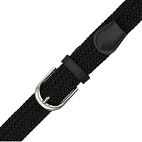 NITROGEN Boys and Girls Free Size Polyester Blend Stretchable Belt (Black)-thumb1