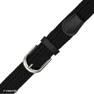 NITROGEN Boys and Girls Free Size Polyester Blend Stretchable Belt (Black)-thumb2