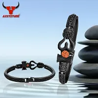 AXXTITUDE Ethnic Kada Bracelet For Men| Mahadev Bracelets| Lord Mahadev Ethnic Bracelet for Mens| Pack Of 3 | Silver Coated Mahadev Bracelet-thumb4