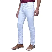 White Denim Solid Slim Fit Mid-Rise Jeans-thumb1