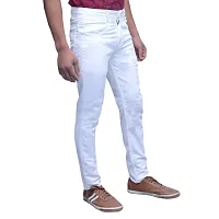 White Denim Solid Slim Fit Mid-Rise Jeans-thumb2