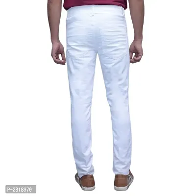 White Denim Solid Slim Fit Mid-Rise Jeans-thumb4