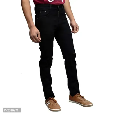 Black Denim Solid Slim Fit Mid-Rise Jeans-thumb0