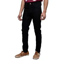 Black Denim Solid Slim Fit Mid-Rise Jeans-thumb1