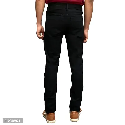 Black Denim Solid Slim Fit Mid-Rise Jeans-thumb3
