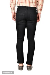 Men's Denim Ladder Cut Regular Fit Jeans (Black)-thumb1