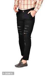 Men's Denim Ladder Cut Regular Fit Jeans (Black)-thumb2