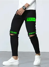 Stylish Black Denim Printed Low-Rise Jeans For Men-thumb2