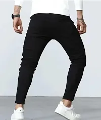 Stylish Black Denim Printed Low-Rise Jeans For Men-thumb1