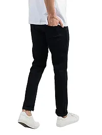 Stylish Black Denim Solid Low-Rise Jeans For Men-thumb1