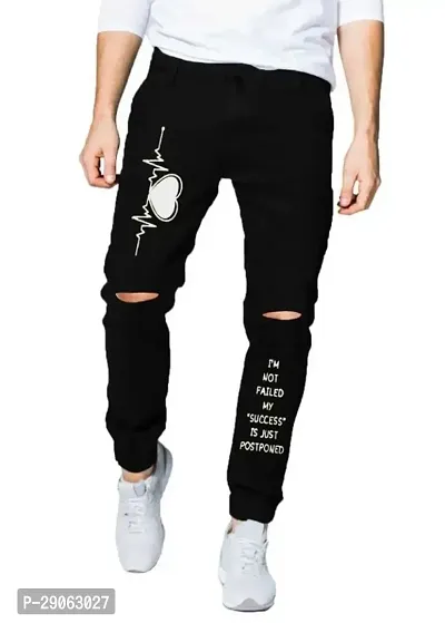 Stylish Black Denim Printed Low-Rise Jeans For Men