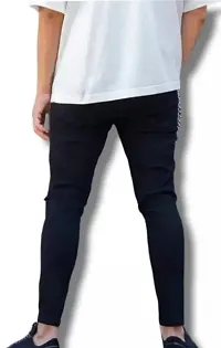 Stylish Black Denim Printed Low-Rise Jeans For Men-thumb1