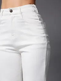 Women Bell Bottom White Denim Jeans-thumb2