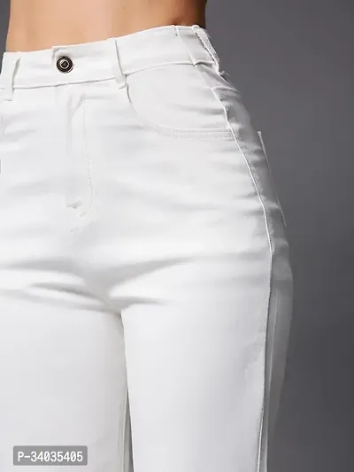 Women Bell Bottom White Denim Jeans-thumb3