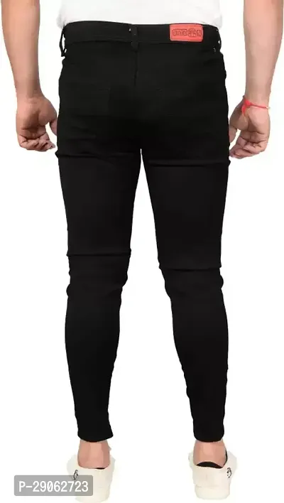 Stylish Black Denim Printed Low-Rise Jeans For Men-thumb4