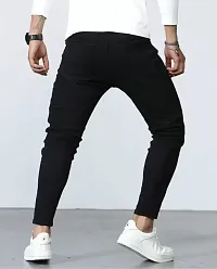 Stylish Black Denim Printed Low-Rise Jeans For Men-thumb1