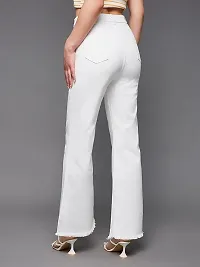 Women Bell Bottom White Denim Jeans-thumb1