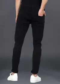 Stylish Black Denim Printed Low-Rise Jeans For Men-thumb1