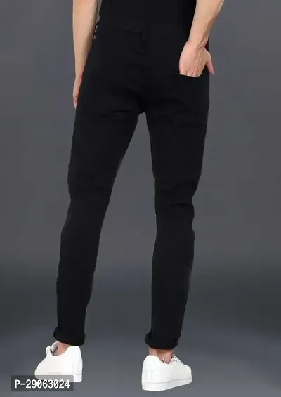 Stylish Black Denim Printed Low-Rise Jeans For Men-thumb2