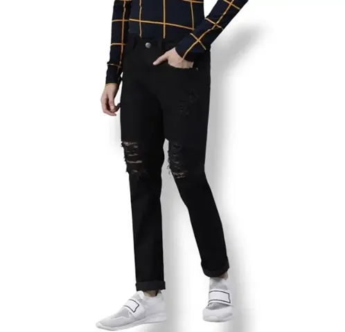 Stylish Solid Low-Rise Jeans For Men