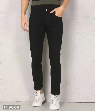 Star4well Men Slim Fit Black Jeans-thumb0