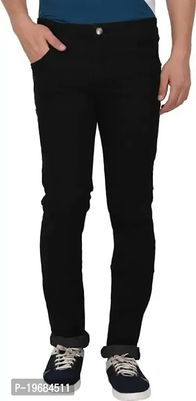 Star4well Men Slim Fit Black Jeans-thumb0