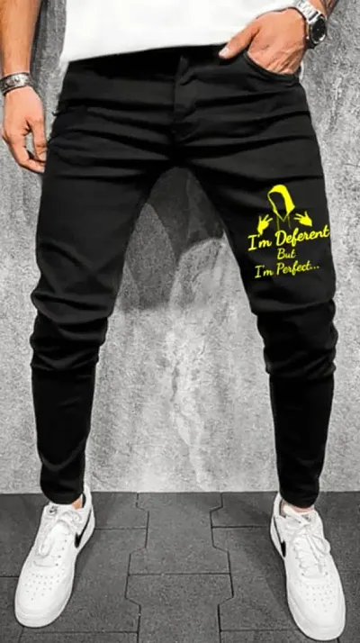 Star4well Men Printed Black Slim Fit Jeans