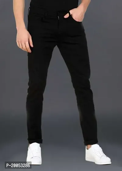 Star4well Men Black Slim Fit Jeans-thumb0