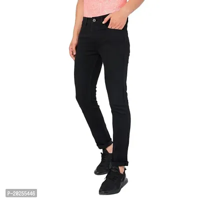 Star4well Men Black Slim Fit Jeans-thumb0