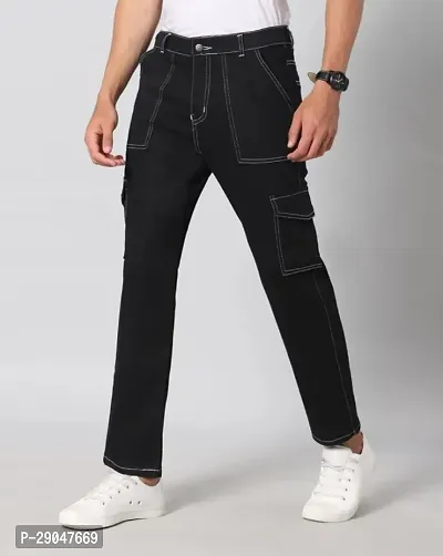 Stylish Cotton Blend Jeans For Men-thumb0