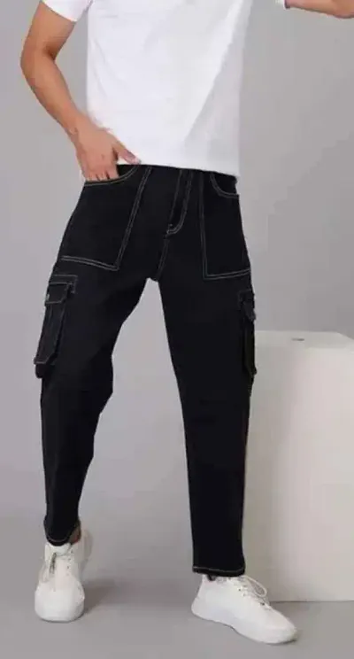 Stylish Blend Cargo Jeans For Men