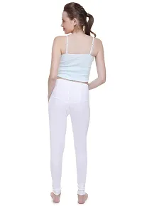 Flexica Women's Cotton Lycra Ankle Length Legging Free size - Multi Colour (white)-thumb3