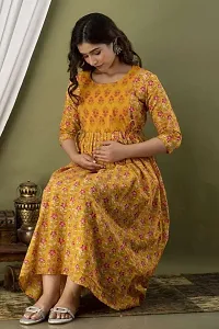 Women's Cotton Floral Printed Anarkali Maternity Feeding Kurti-thumb2