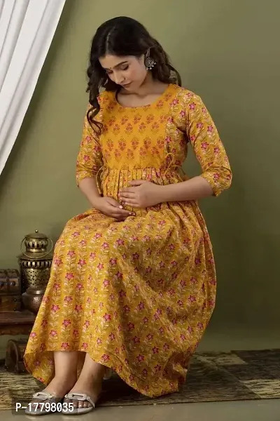 Women's Cotton Floral Printed Anarkali Maternity Feeding Kurti-thumb3