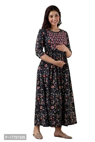 madfury Women's Cotton A-Line Maternity Feeding Kurti with Zippers | Anarkali Kurti for Women-thumb4