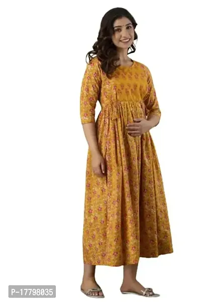 Women's Cotton Floral Printed Anarkali Maternity Feeding Kurti-thumb0