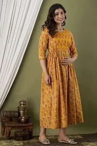 Women's Cotton Floral Printed Anarkali Maternity Feeding Kurti-thumb3