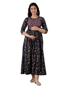 madfury Women's Cotton A-Line Maternity Feeding Kurti with Zippers | Anarkali Kurti for Women-thumb2