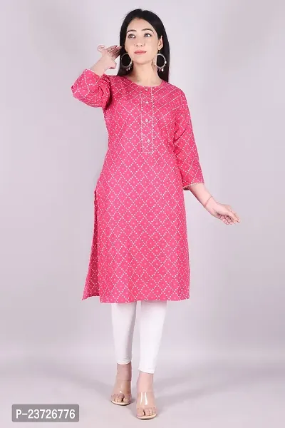 Stylish Pink Cotton Blend Stitched Kurta For Women-thumb0